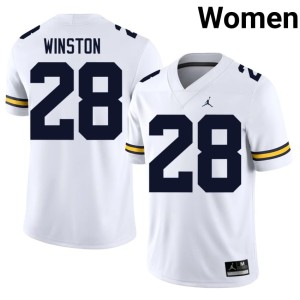 Wolverines White College Football #28 Women's High School Kainoa Winston Jersey 274165-299