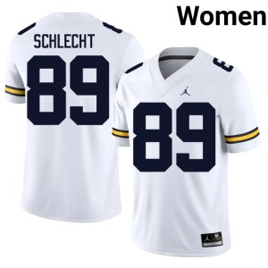UMich Kaleb Schlecht Womens College Football White #89 University Jersey 996763-333