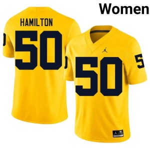 U of M Maize Luke Hamilton #50 NCAA Women College Football Jersey 252021-394