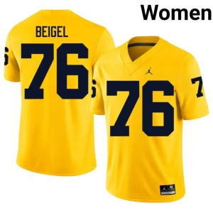 U-M Women's Embroidery College Football Manuel Beigel #76 Maize Jersey 417307-698