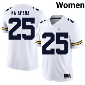 U-M Micah Ka'apana NCAA White College Football #25 Women's Jerseys 699489-402