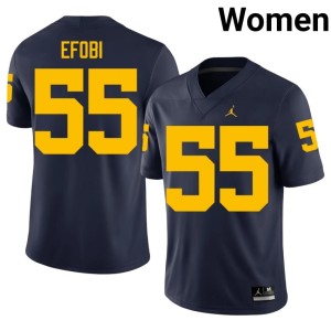MICH Nathan Efobi Replica Navy College Football Women's #55 Jersey 108467-877