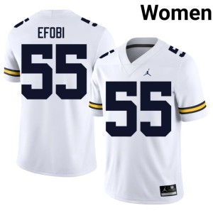 University of Michigan Nathan Efobi White College Football Women's High School #55 Jerseys 406448-522