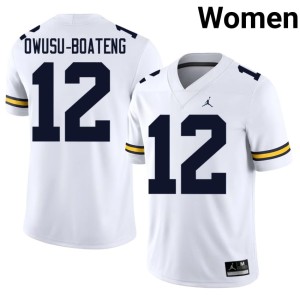 University of Michigan Player College Football Nathaniel Owusu-Boateng #12 White Women's Jerseys 439837-146