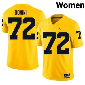 MICH Women College Football #72 Maize NCAA Peter Donini Jerseys 100454-360