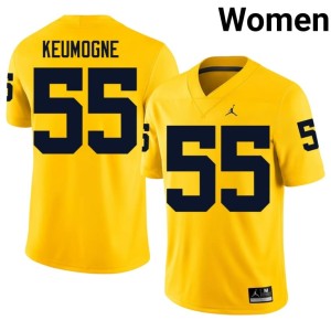 University of Michigan Wolverines #55 Randy Keumogne College Football Stitched Womens Maize Jersey 384237-612