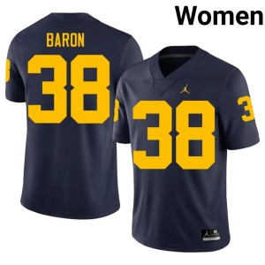 Michigan Wolverines #38 Navy Sam Baron College Football Official Women Jerseys 288473-457