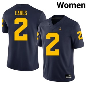 UMich Womens College Football Navy Shamari Earls #2 High School Jersey 360698-174
