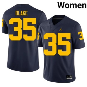 Michigan Stuart Blake College Football #35 Official Navy Women Jersey 311727-987