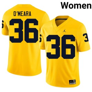 Michigan Player College Football Tomas O'Meara #36 Womens Maize Jerseys 261872-548
