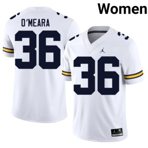 MICH Womens #36 High School College Football Tomas O'Meara White Jersey 229245-743