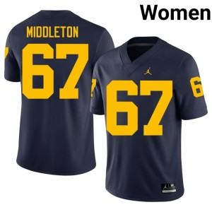 University of Michigan Navy Trent Middleton College Football #67 2026 Women Jersey 178475-360