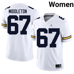 MICH Trent Middleton College Football Women University #67 White Jerseys 261645-954