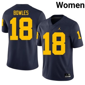Michigan Troy Bowles #18 Official College Football Navy Women Jersey 897458-891