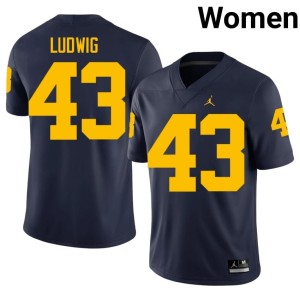 Michigan Navy Stitched Women Zach Ludwig #43 College Football Jersey 337558-174