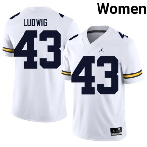 Michigan Wolverines #43 White Zach Ludwig College Football Stitched Womens Jerseys 269752-804