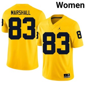 UMich Women #83 Zack Marshall Replica College Football Maize Jersey 684134-598