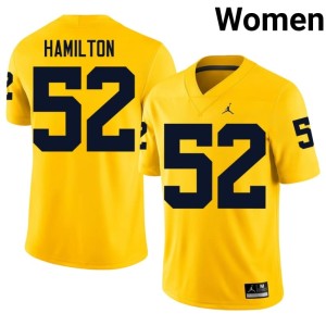 U-M Embroidery Ace Hamilton Maize #52 Womens College Football Jerseys 382885-175