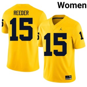 U-M Replica College Football Maize Aden Reeder Women #15 Jerseys 799602-899