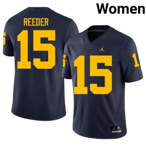 UMich Aden Reeder Navy #15 Replica College Football Womens Jersey 954457-681
