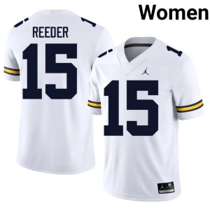 Michigan Wolverines White College Football Replica Aden Reeder #15 Women Jerseys 588415-872