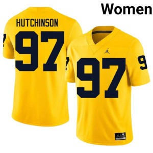 University of Michigan Wolverines Maize Aidan Hutchinson College Football #97 Women Game Jerseys 528725-967