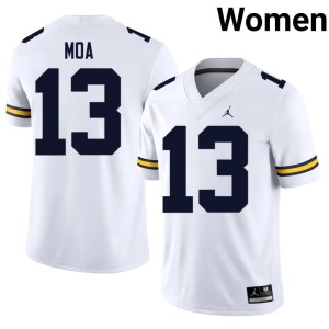 U of M Aisea Moa Replica White #13 College Football Womens Jersey 939657-832
