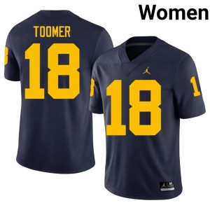 U-M #18 College Football Amani Toomer Women's Navy University Jerseys 969028-469