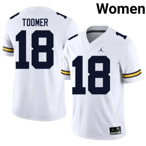 MICH College Football Official Women's Amani Toomer White #18 Jerseys 246402-579