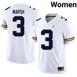 U-M Andrew Marsh Women's #3 College Football High School White Jersey 982158-736