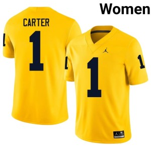 UMich #1 Women's College Football Maize Limited Anthony Carter Jersey 673957-275
