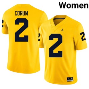 Wolverines College Football Maize #2 Player Women's Blake Corum Jerseys 849829-313
