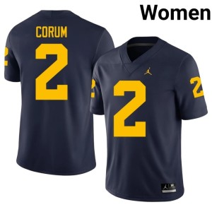 Wolverines NCAA Blake Corum Navy College Football #2 Womens Jerseys 577918-211
