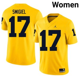 Wolverines Women's #17 Maize Brady Smigiel High School College Football Jersey 796871-579