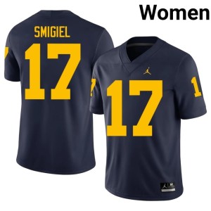 Michigan Wolverines Official Womens #17 Navy College Football Brady Smigiel Jerseys 889960-210