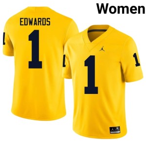 U-M Braylon Edwards #1 College Football Women Game Maize Jerseys 504769-260