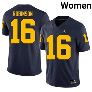 University of Michigan Wolverines #16 College Football Navy Game Women Denard Robinson Jerseys 716285-824