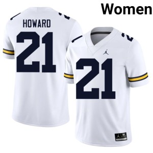 U of M University Womens White #21 College Football Desmond Howard Jersey 772442-276
