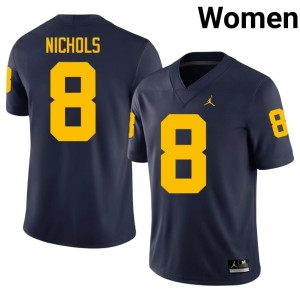 Wolverines #8 Stitched Navy Dominic Nichols Women College Football Jerseys 270829-161