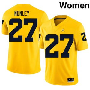Michigan College Football Women #27 Maize Ernest Nunley NCAA Jerseys 788102-672