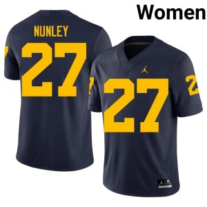 Michigan Wolverines #27 College Football Ernest Nunley Navy Game Womens Jersey 733435-191