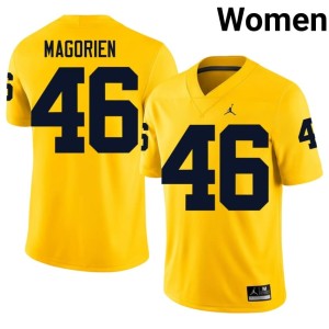 U-M Womens #46 College Football Maize Replica Gavin Magorien Jersey 921383-610