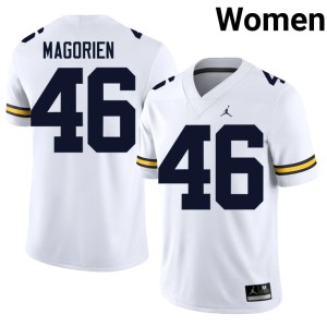 UMich Gavin Magorien White Women's Stitched #46 College Football Jersey 162601-872