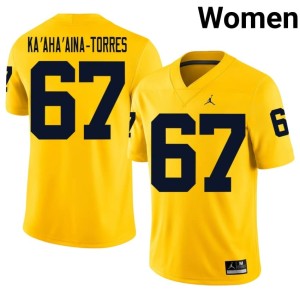 MICH Game Houston Ka'aha'aina-Torres Womens Maize College Football #67 Jersey 745867-156