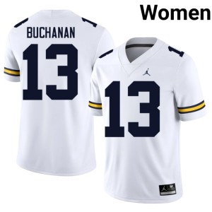 U of M White JJ Buchanan College Football #13 High School Women's Jersey 573282-195