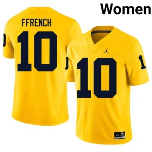 U-M College Football Womens Limited Maize #10 Jaime Ffrench Jersey 635979-739