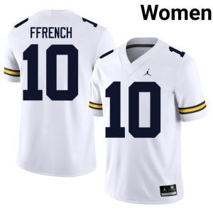 University of Michigan Wolverines #10 White Womens Game Jaime Ffrench College Football Jersey 428098-885