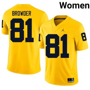 University of Michigan Wolverines Maize #81 Women's College Football Player Jamar Browder Jersey 580545-253