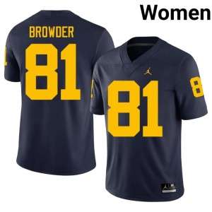 Michigan Wolverines #81 Navy Jamar Browder Women College Football University Jersey 228330-786