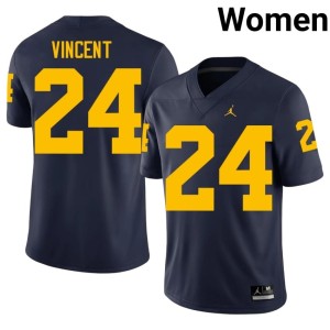 Michigan #24 Women's College Football Navy 2026-27 Jamarion Vincent Jersey 598537-635